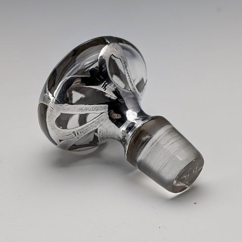 Antique American Art Nouveau Silver Overlay Glass Perfume Bottle, Alvin